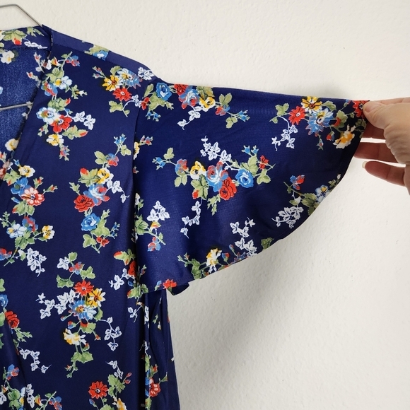 Floral Short Sleeve Tie Waist Maxi Dress-Size M - Picture 7 of 10